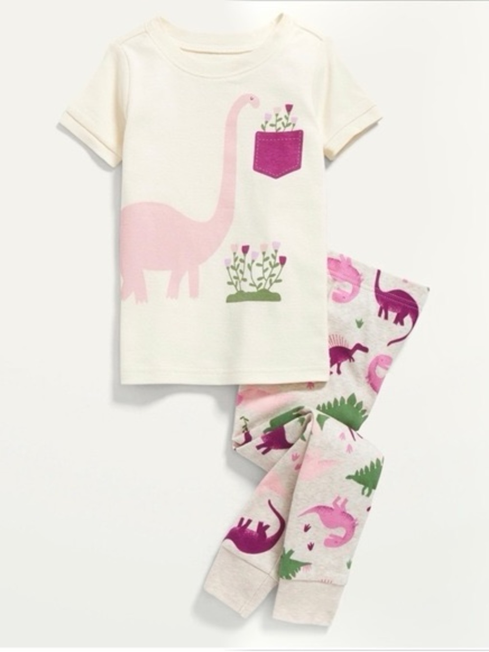 Old Navy Snug Fit Pajamas Short Sleeve Size 4T Pink Dinosaur Print